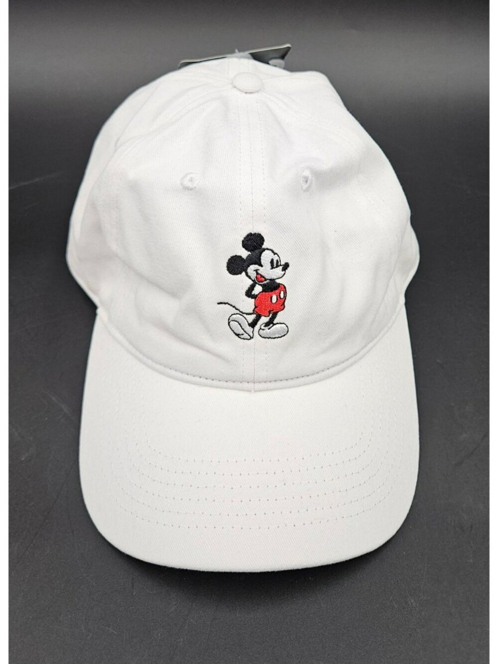 Disney Mickey Mouse White Embroidered Adjustable Baseball Cap For Adults